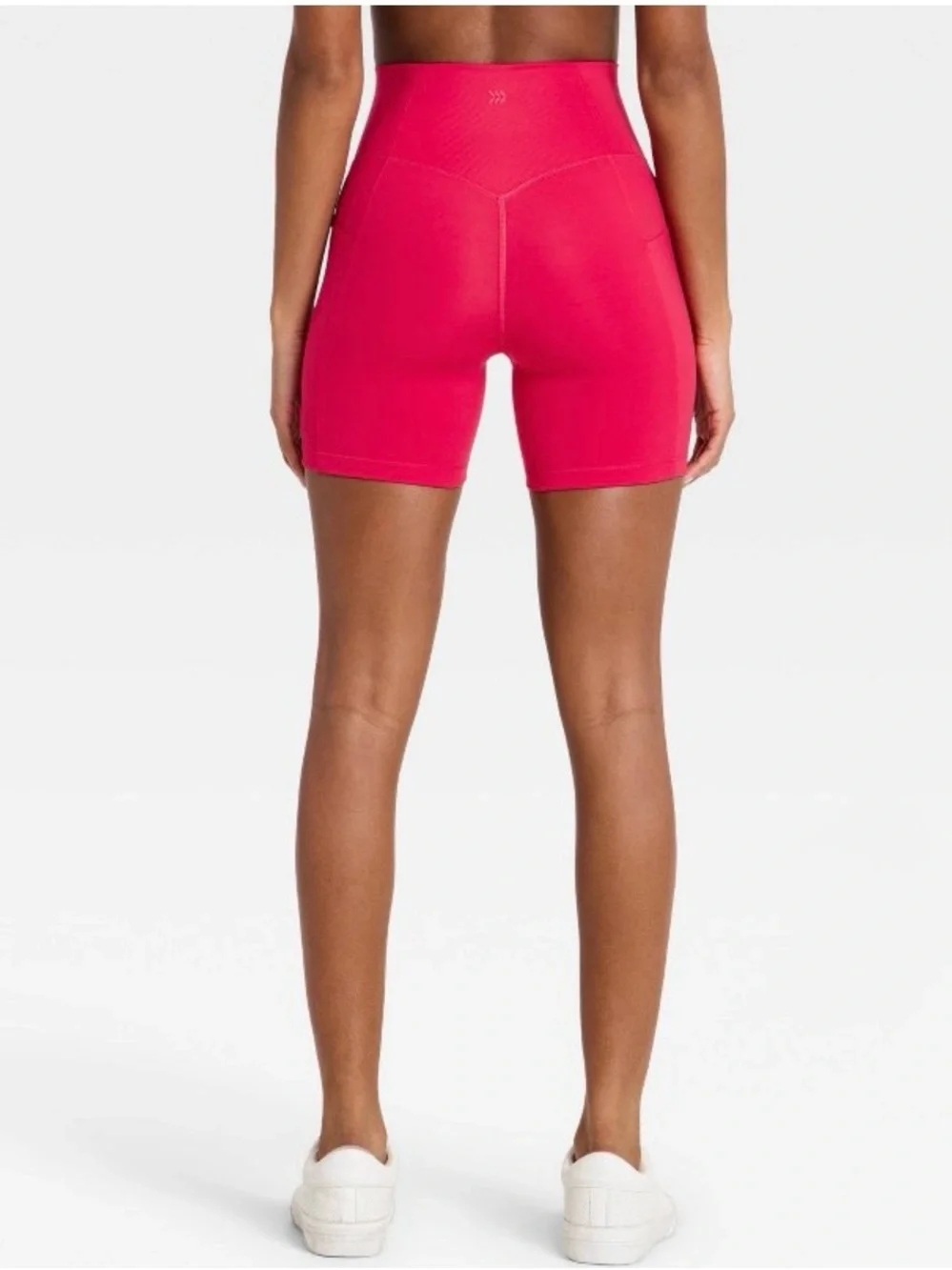 Red High-Rise Biker Shorts